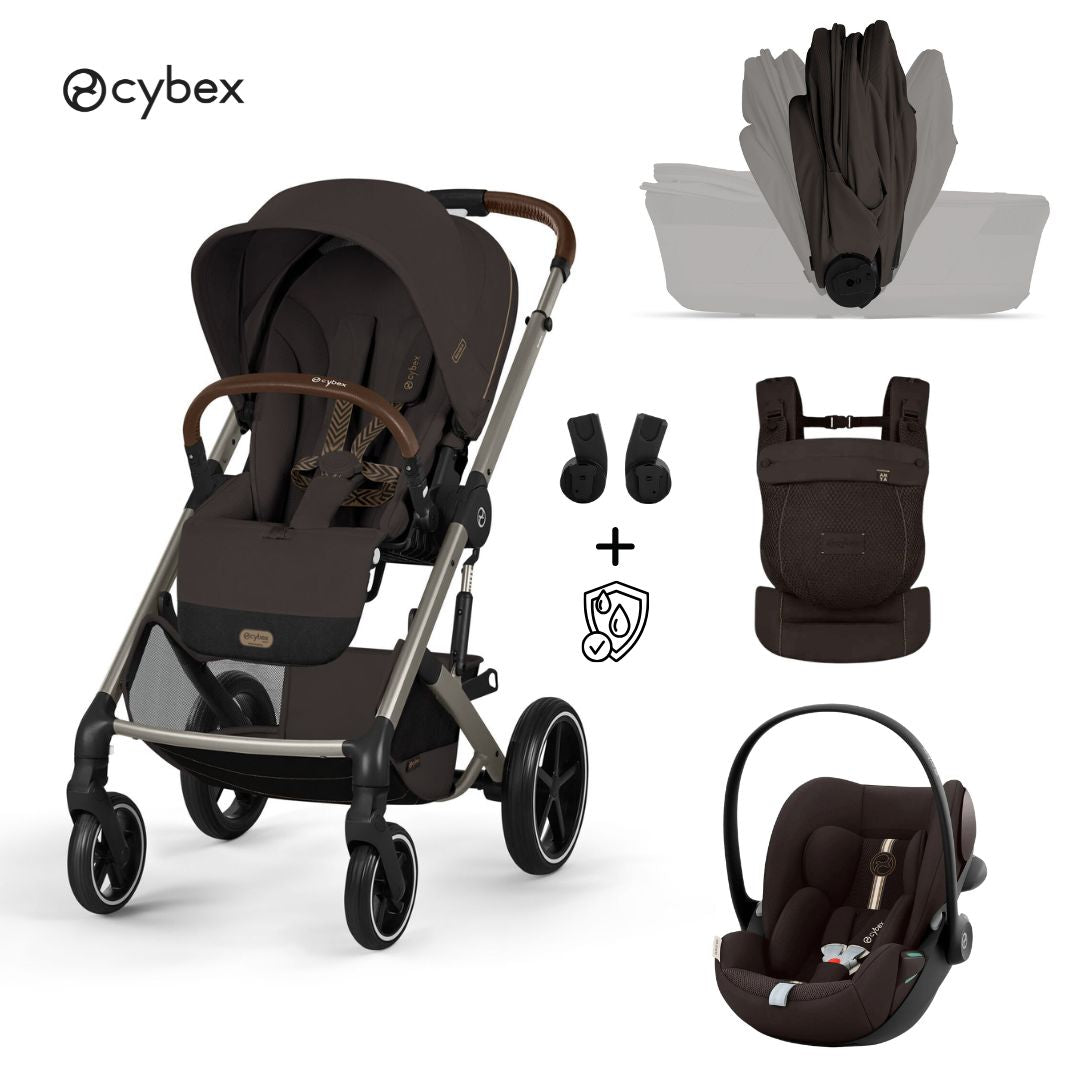 Cybex® 3-in-1 Foldable Baby Stroller Balios S Lux + Amya Carrycot + Cloud G3 Car Seat Chocolate Brown (+ Rain cover)