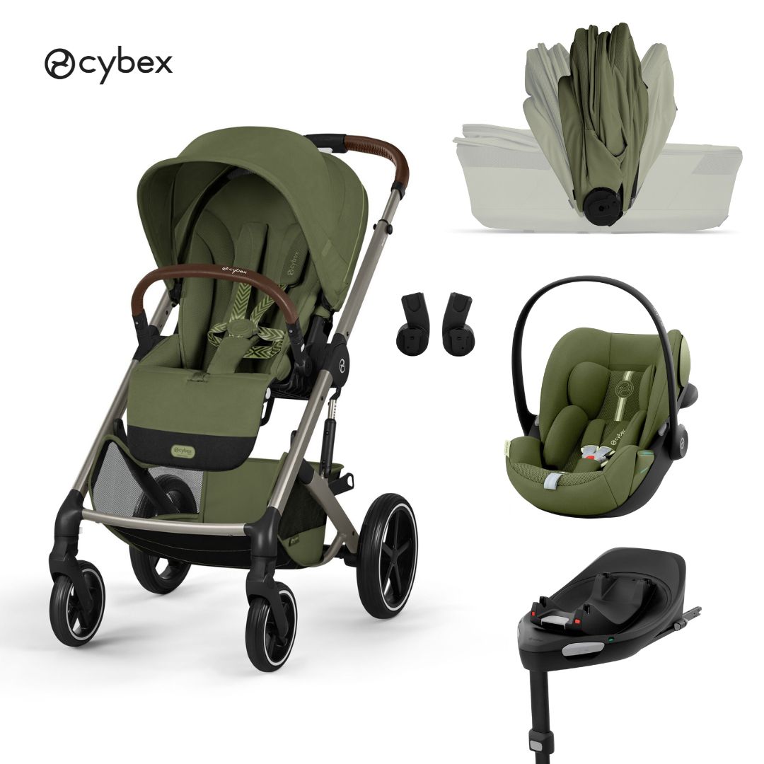 Cybex® Baby Stroller with Foldable Bassinet 4in1 Balios S Lux + Cloud G3 Car Seat + G3 IsoFix Base Moss Green