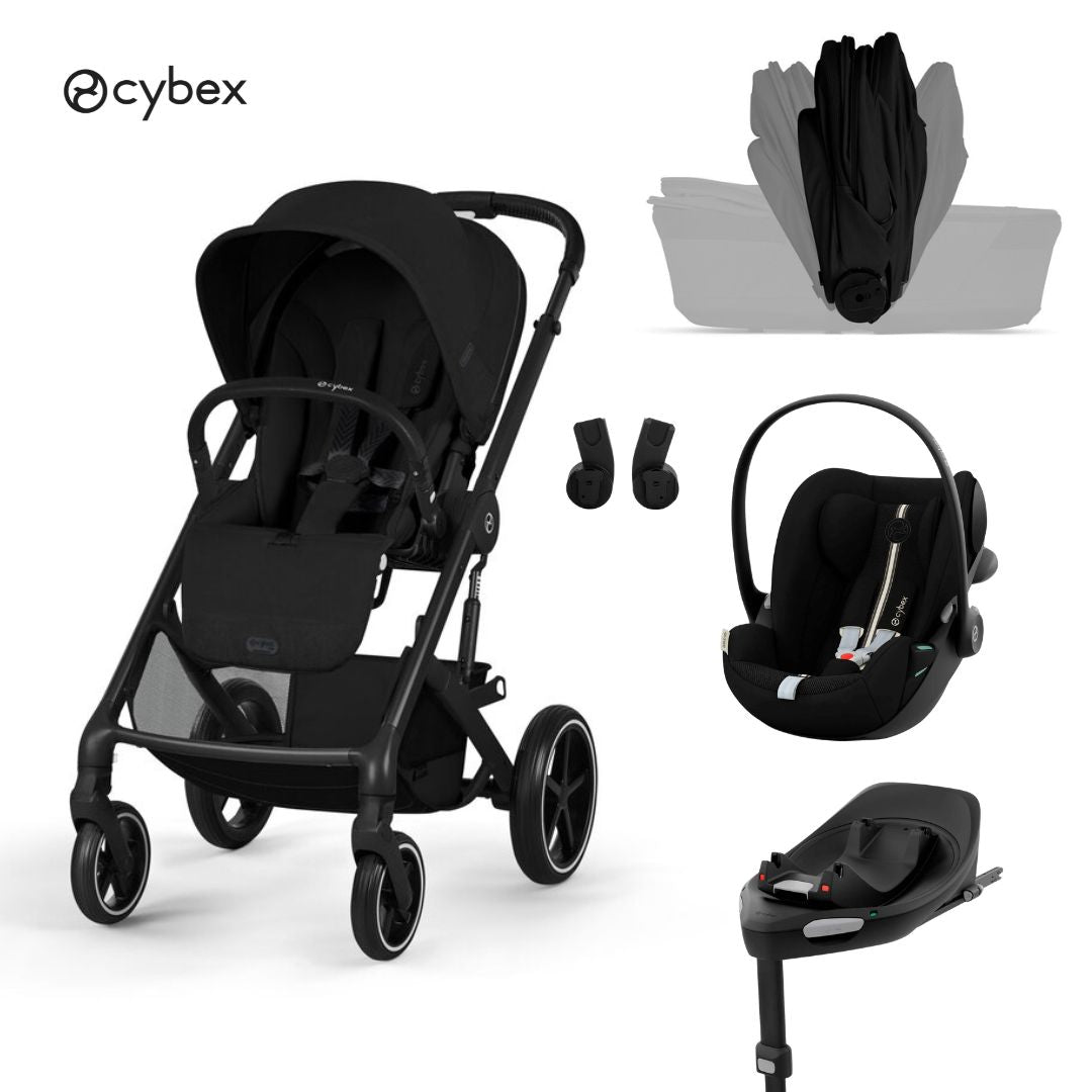 Cybex® 4in1 Baby Stroller with Folding Carrycot Balios S Lux + Cloud G3 Car Seat + IsoFix Base G3 Moon Black