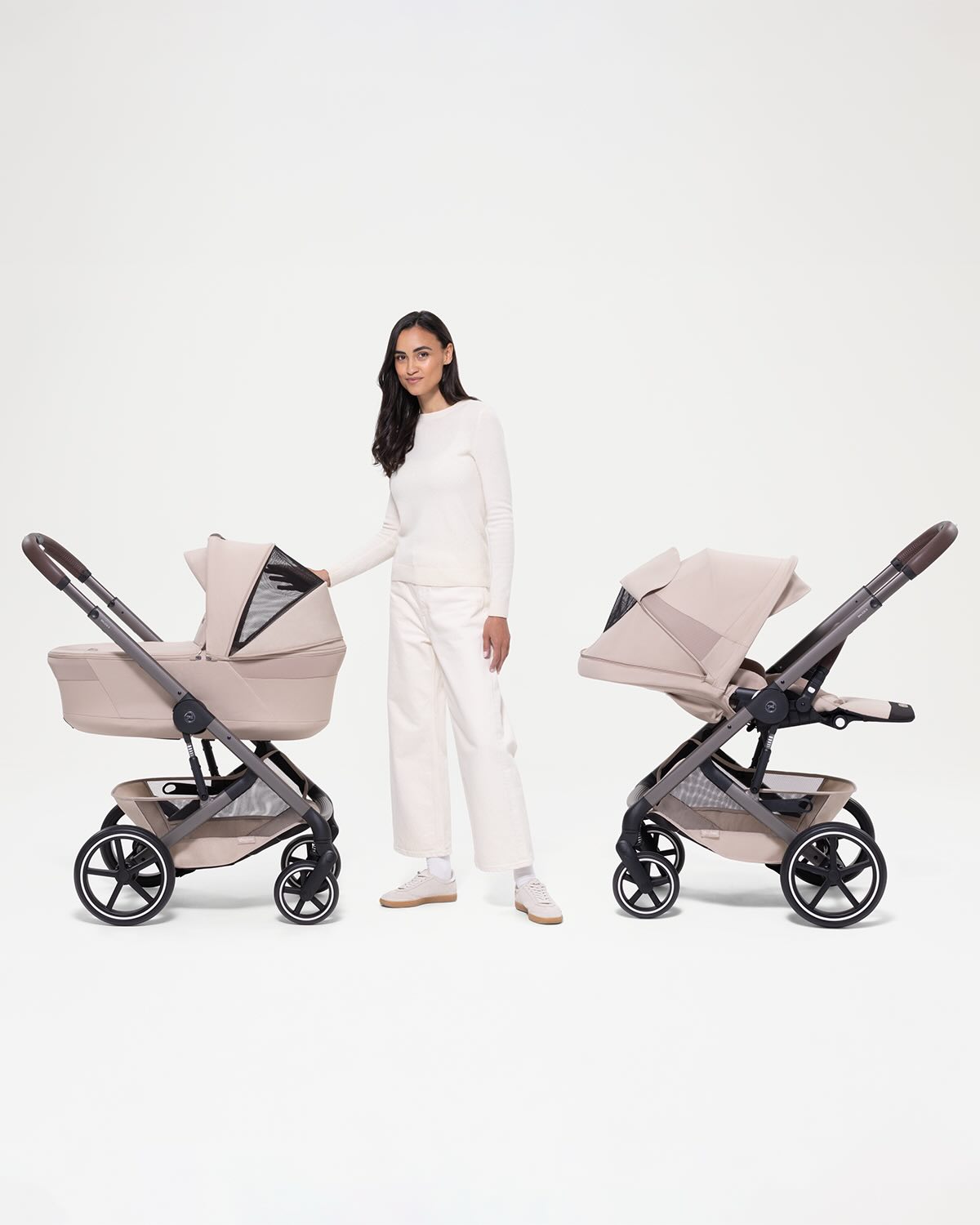 Cybex® Otroški voziček z zložljivo košaro 2v1 Balios S Lux Almond Beige (Taupe Frame)
