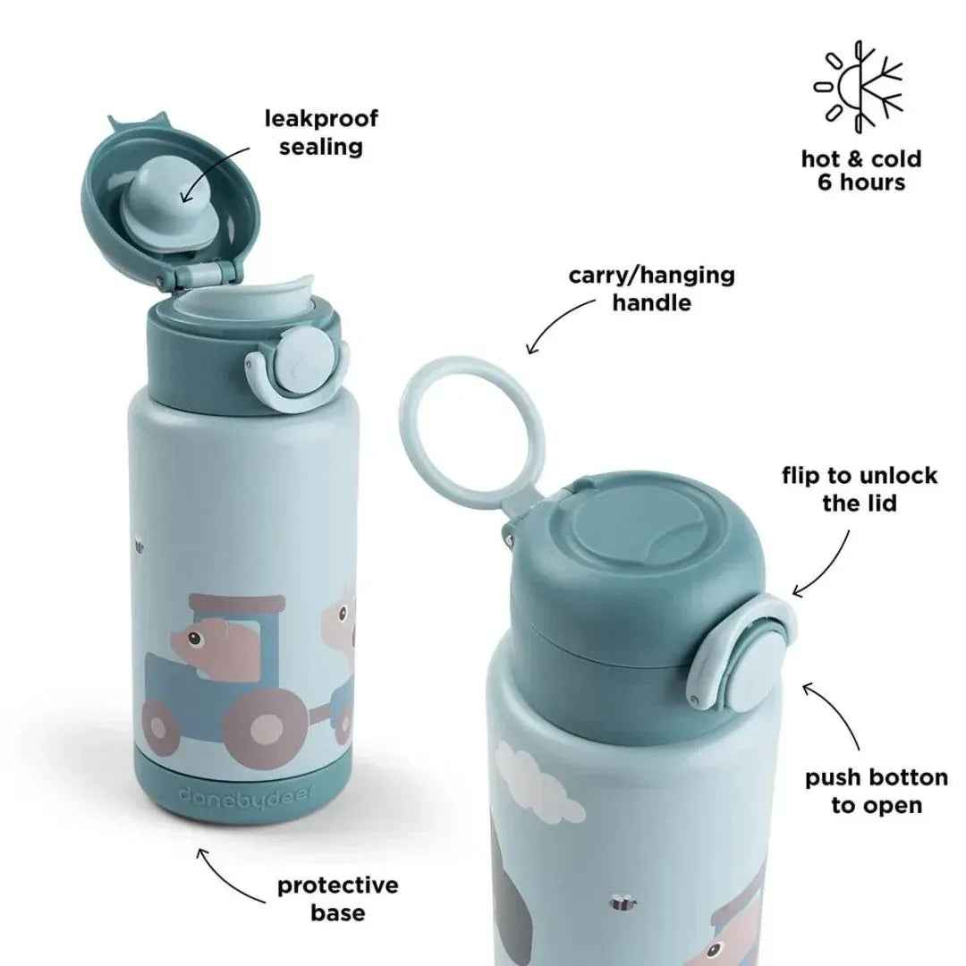 Done by Deer® Termo steklenička 340 ml Tiny farm Blue Done by Deer