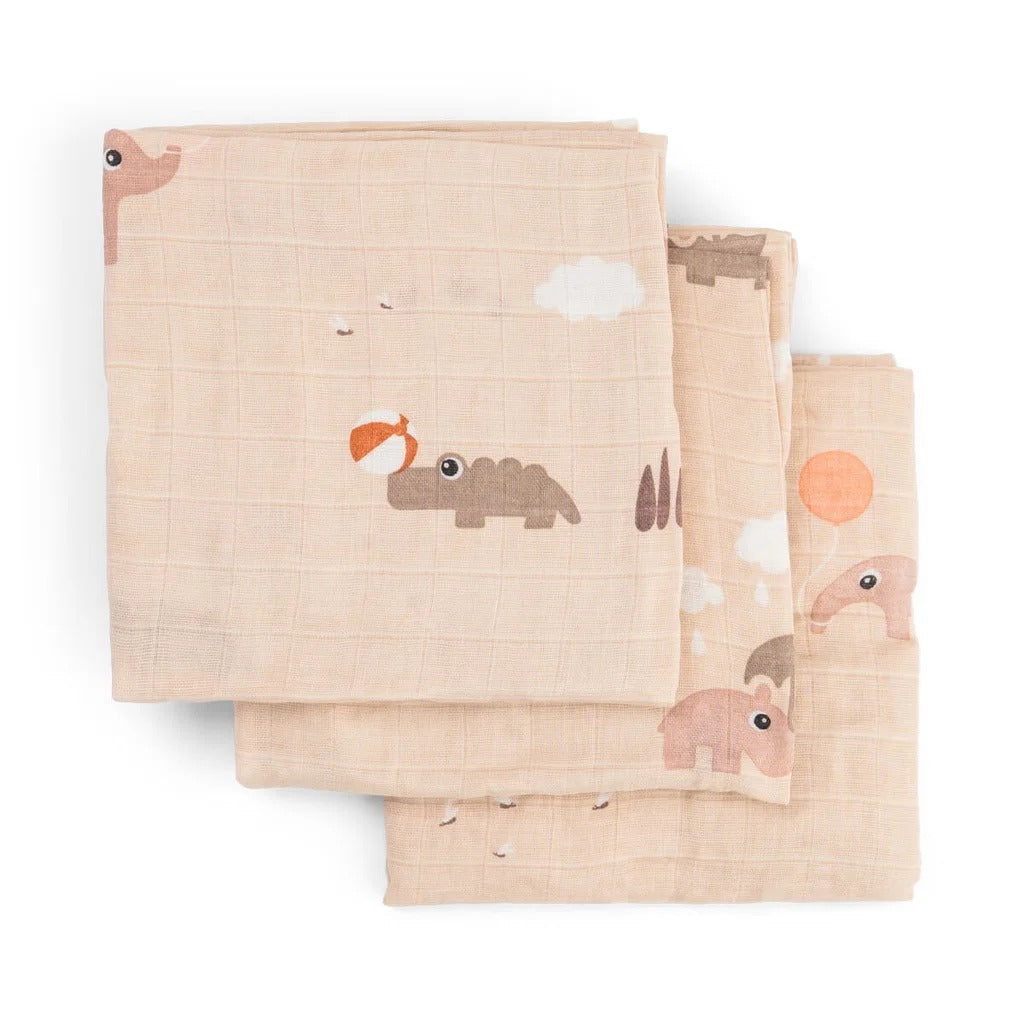 Done by Deer® Burp cloth 3-pack Playground Powder 65x65