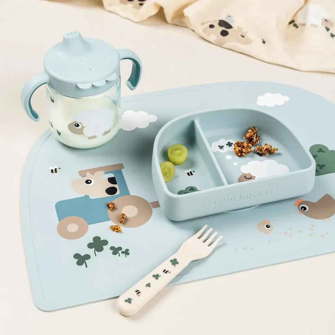 Done by Deer® Silikonska podloga Tiny farm Blue Done by Deer