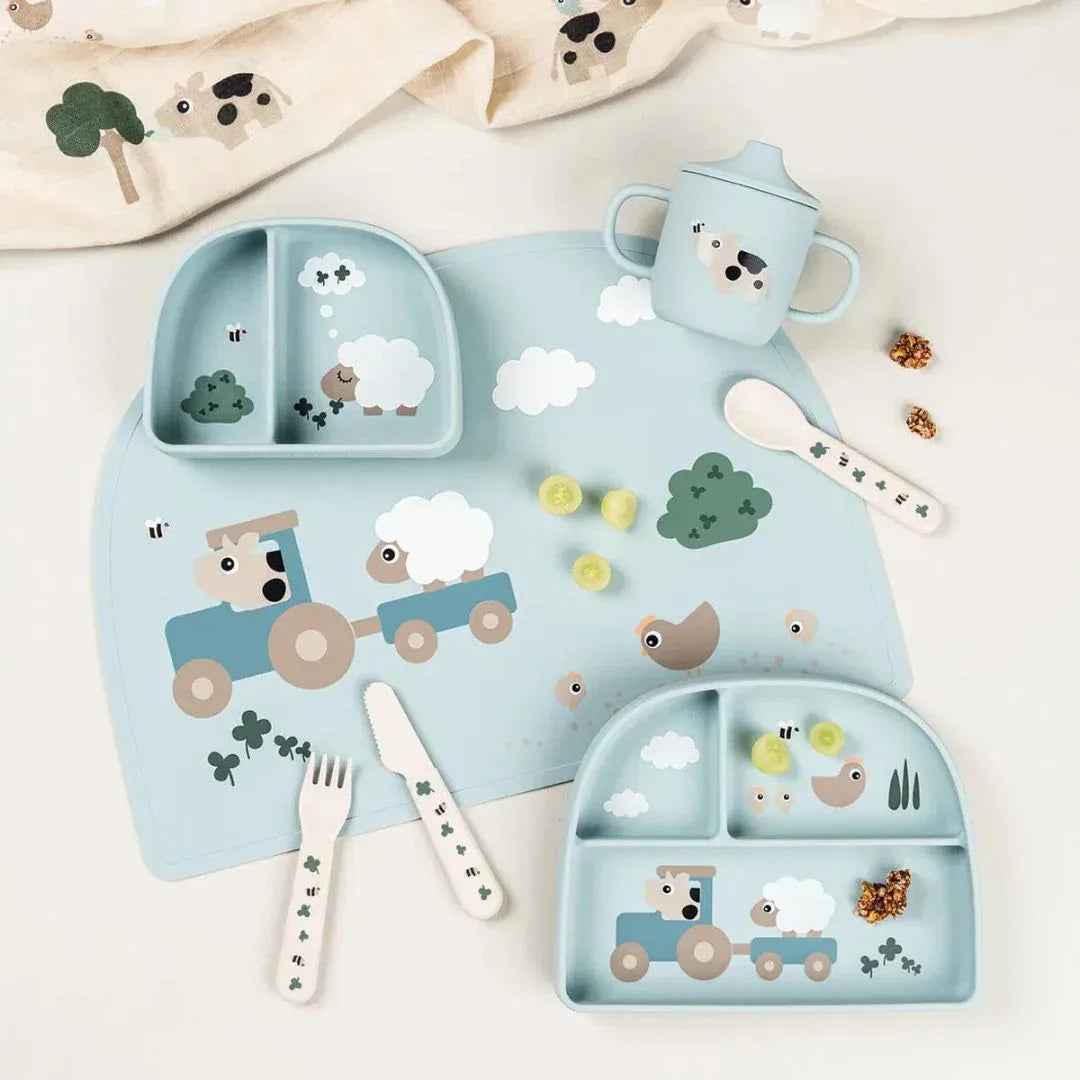 Done by Deer® Silikonska podloga Tiny farm Blue Done by Deer