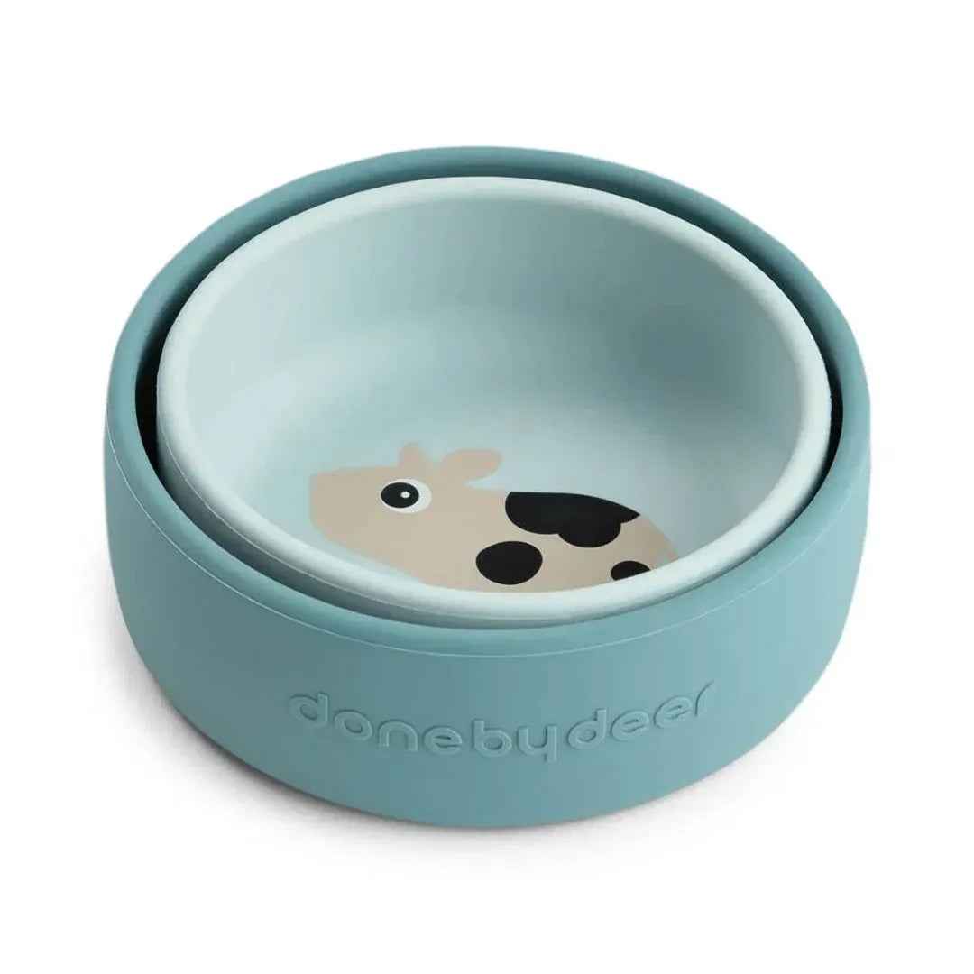 Done by Deer® Silikonska skledica Dotti Blue 2 kosa Done by Deer