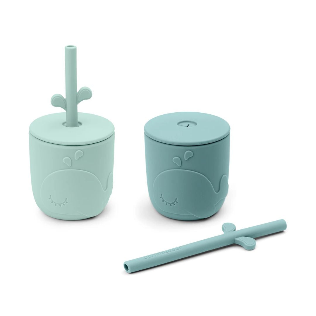 Done by Deer® Silicone cup with straw Peekaboo Wally Blue 2 pieces – slika 2