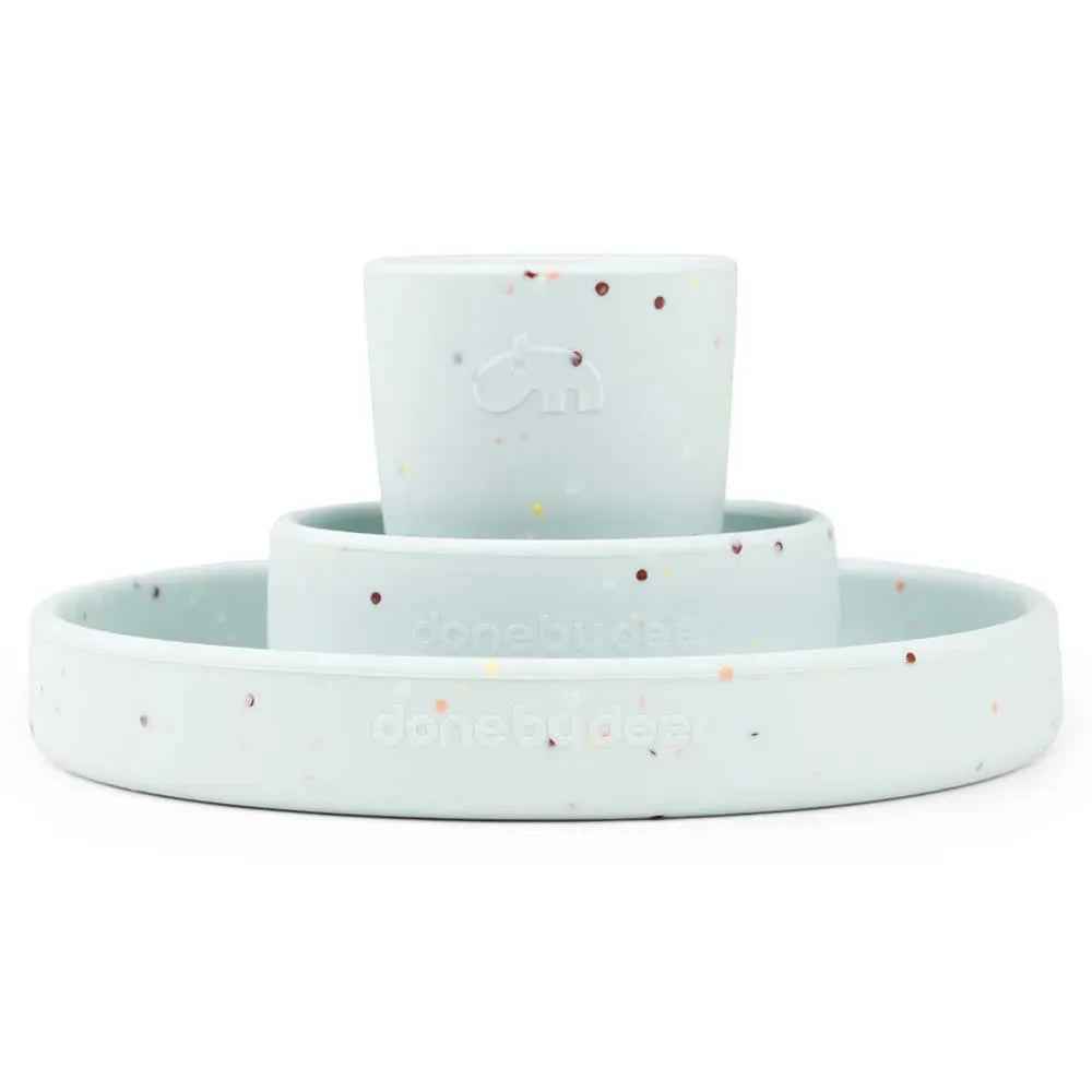Done by Deer® Silikonski set za hranjenje Confetti Blue Done by Deer