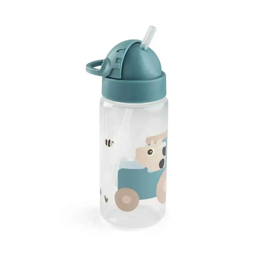 Done by Deer® Steklenička s slamico Tiny farm Blue 350 ml Done by Deer