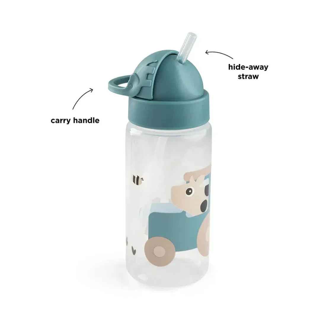 Done by Deer® Steklenička s slamico Tiny farm Blue 350 ml Done by Deer