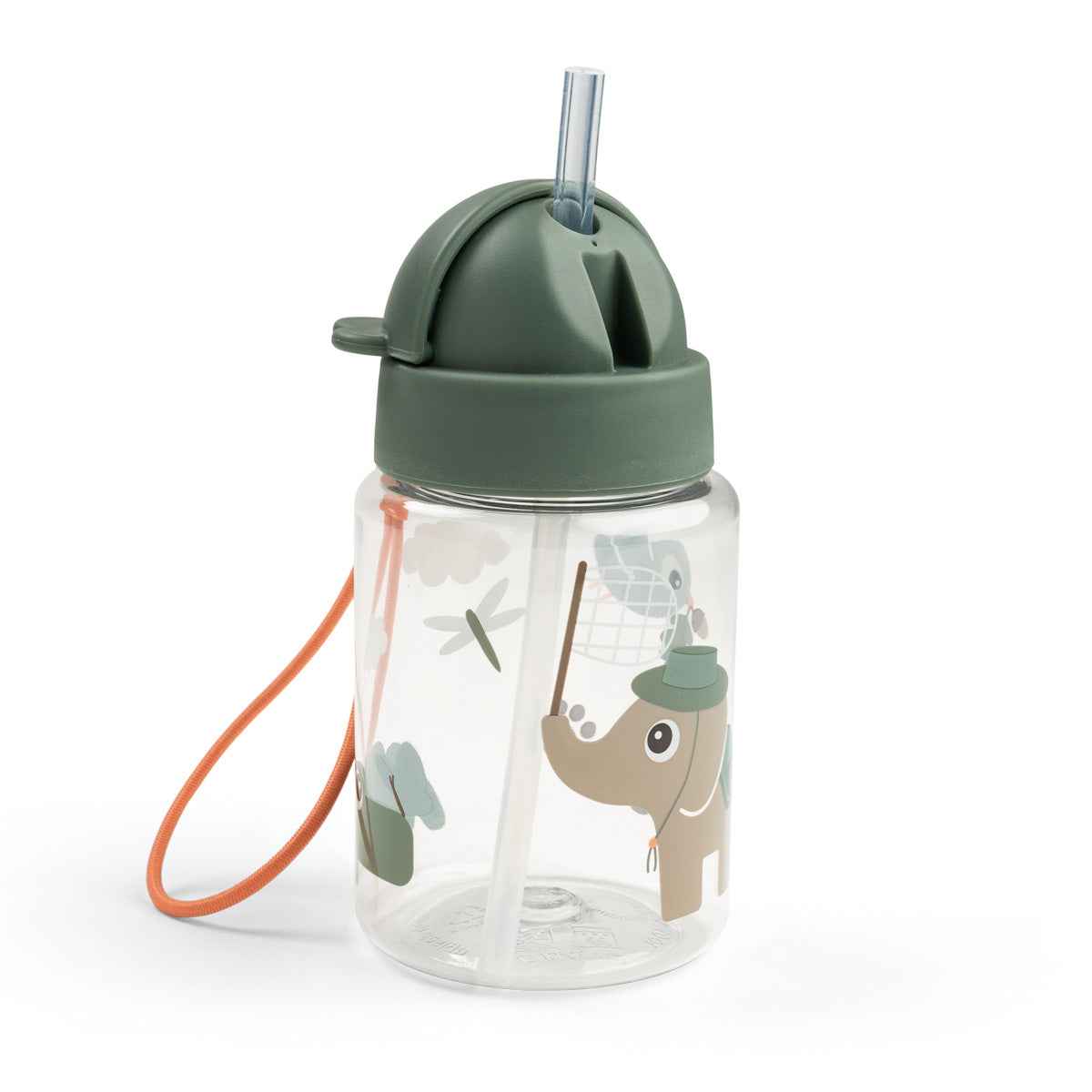 Done by Deer® Steklenička s slamico Tiny trails Green 280 ml Done by Deer