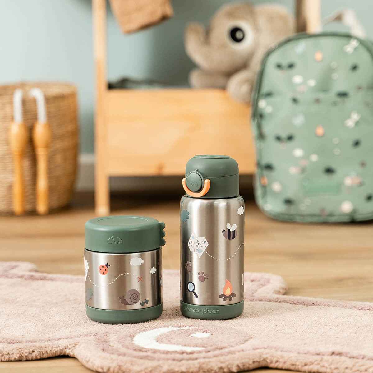 Done by Deer® Termo posodica za hrano 300ml Tiny trails Green Done by Deer