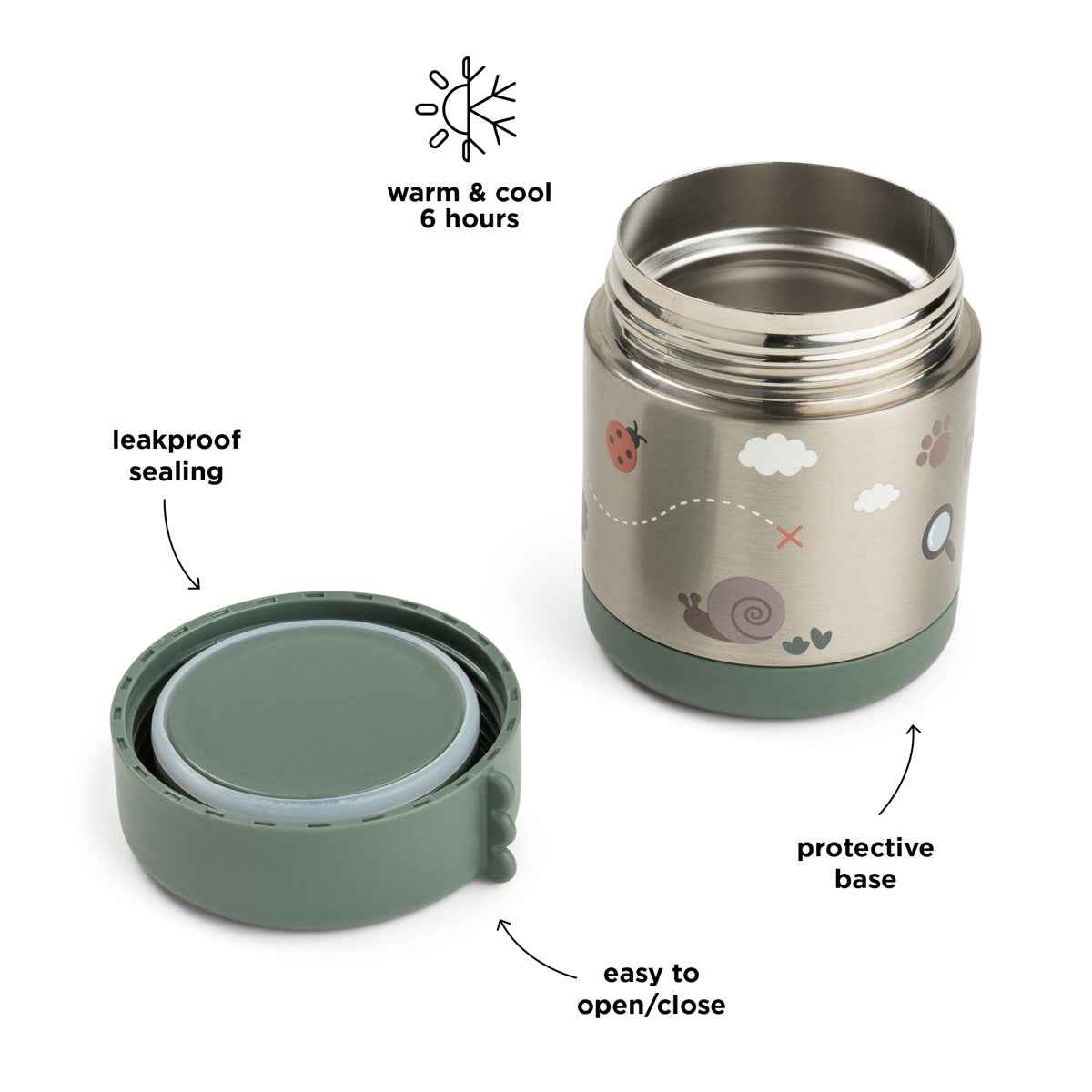 Done by Deer® Termo posodica za hrano 300ml Tiny trails Green Done by Deer