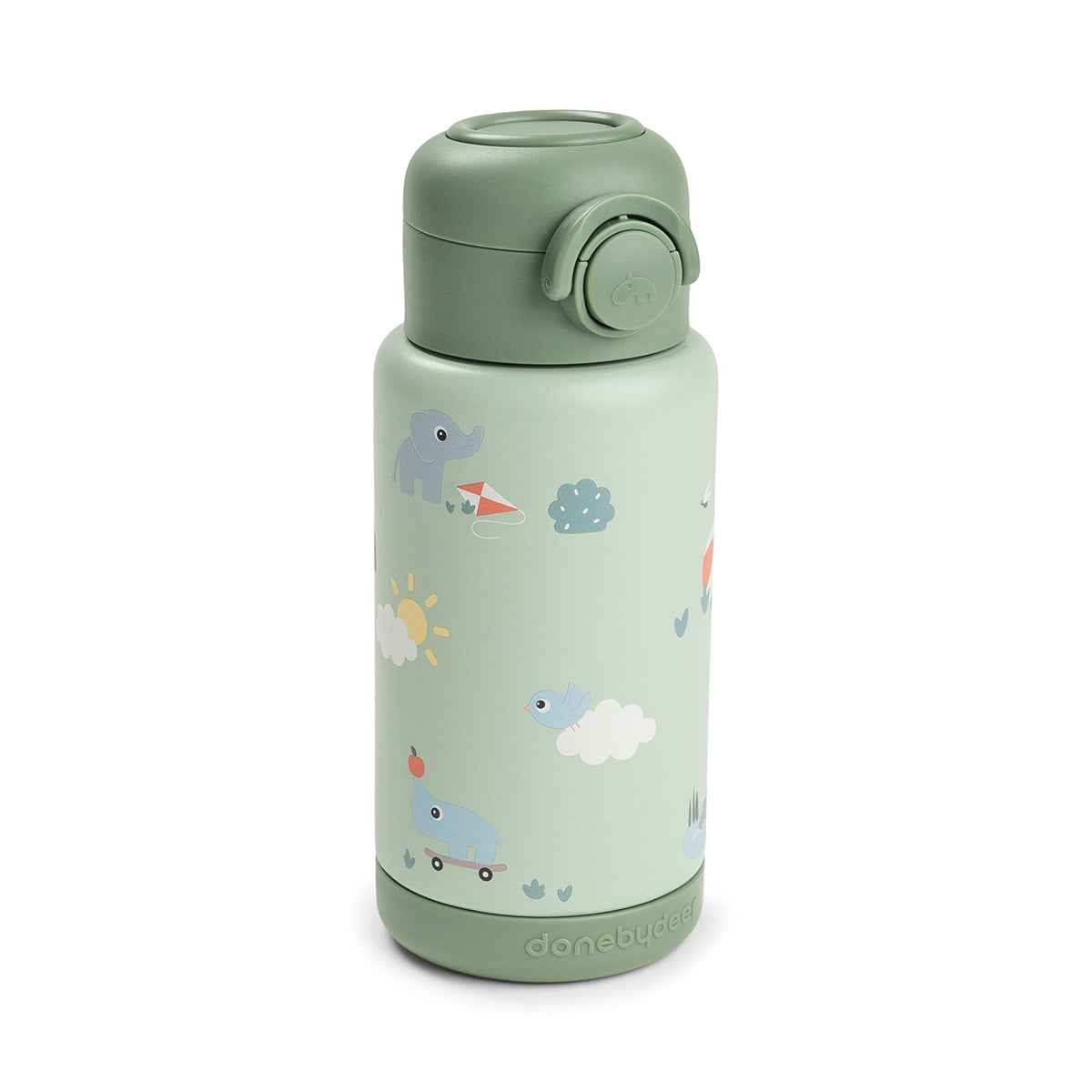 Done by Deer® Termo steklenička s slamico 340 ml Playground Green Done by Deer