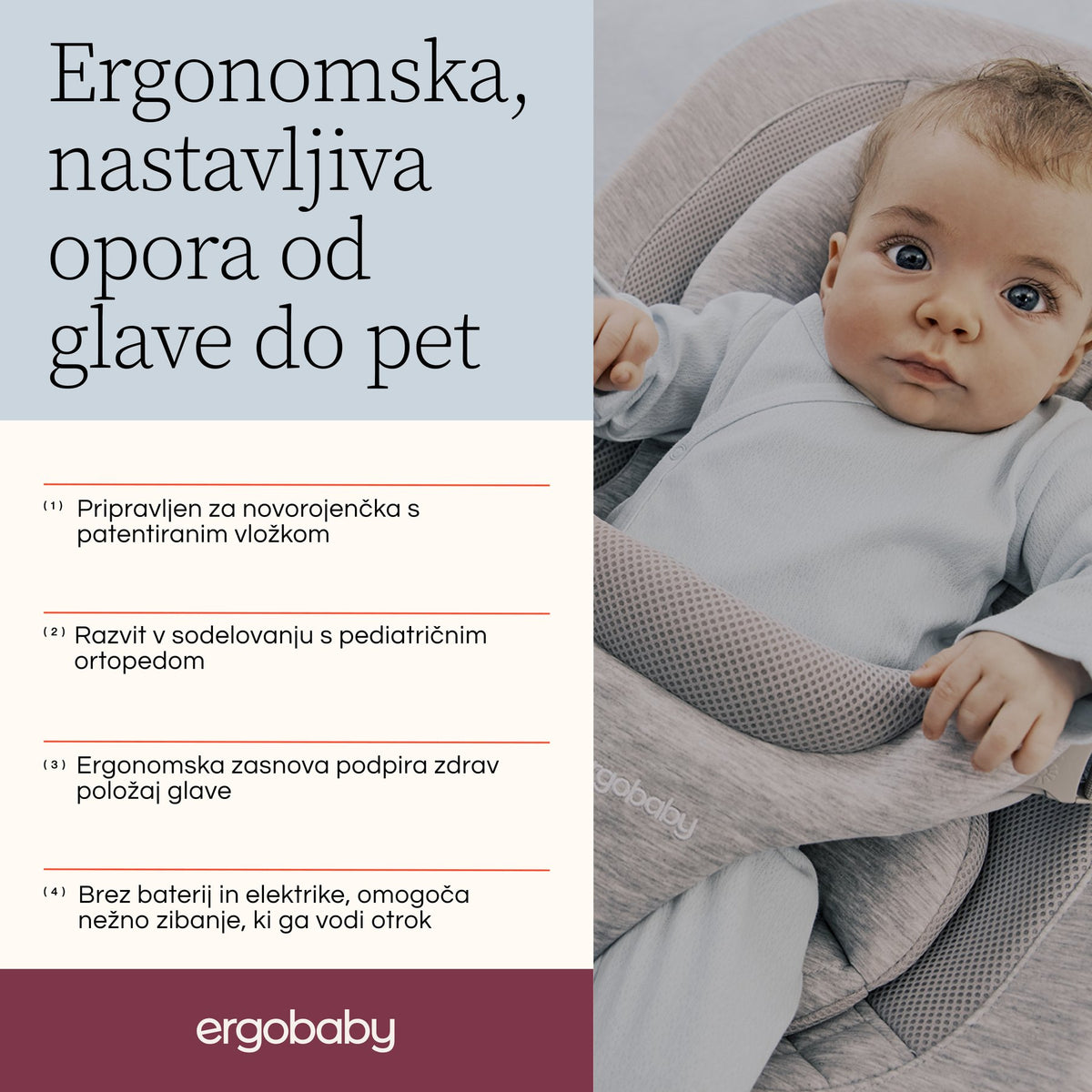 Ergobaby® Evolve Bouncer 3v1 Midnight Blue – slika 5