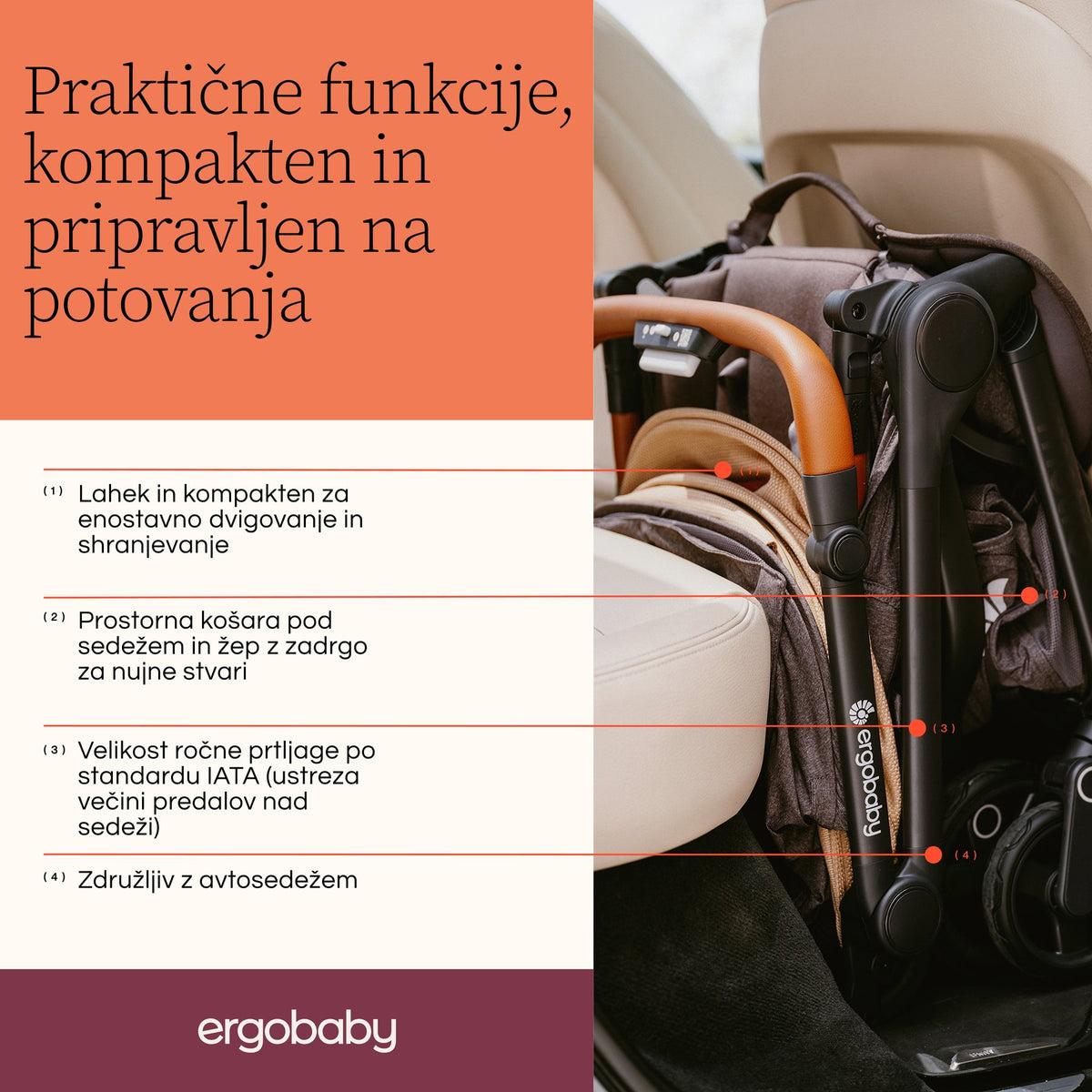 Ergobaby® Metro 3 Deluxe Compact City Stroller Black – slika 19