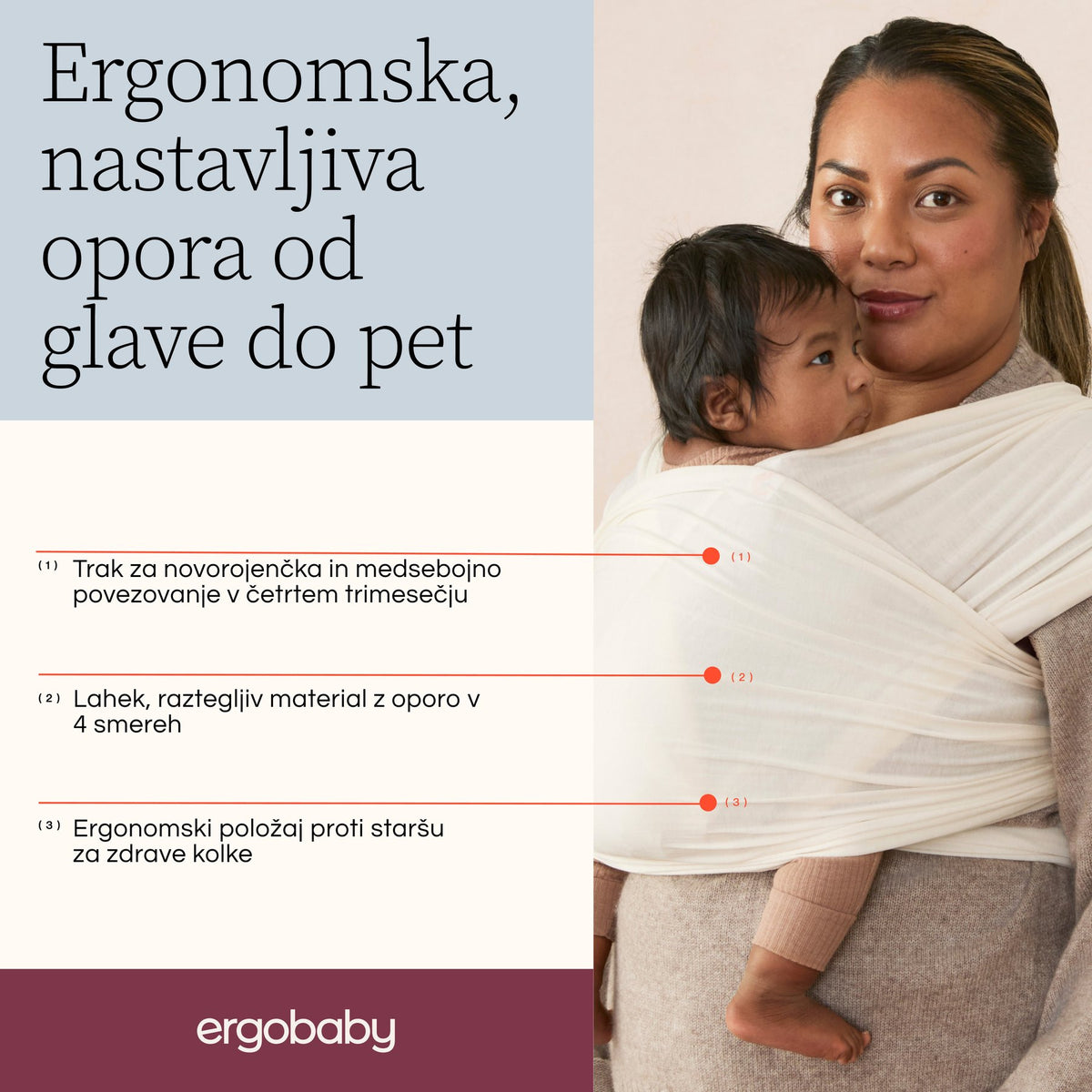 Ergobaby® Aura Wrap Sustainable Knit Cream – slika 5