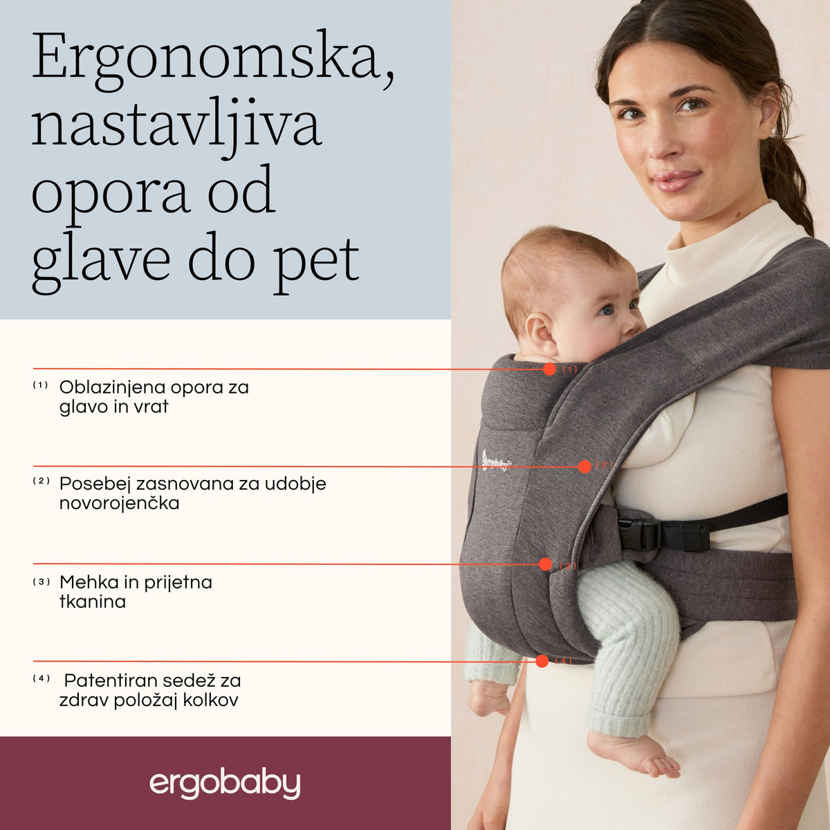 Ergobaby® Carrier Embrace Pure Black – slika 6
