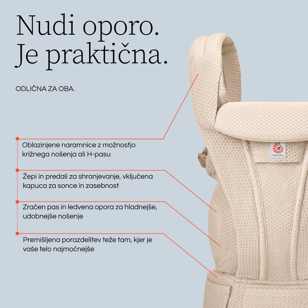 Ergobaby® Baby Carrier Omni Deluxe Mesh Graphite Grey – slika 10