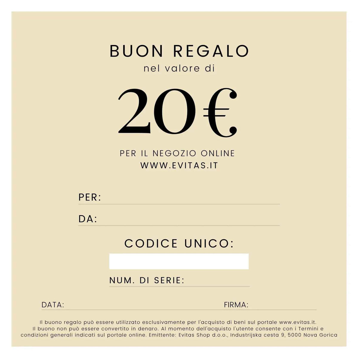 BUONO REGALO Evitas Evitas