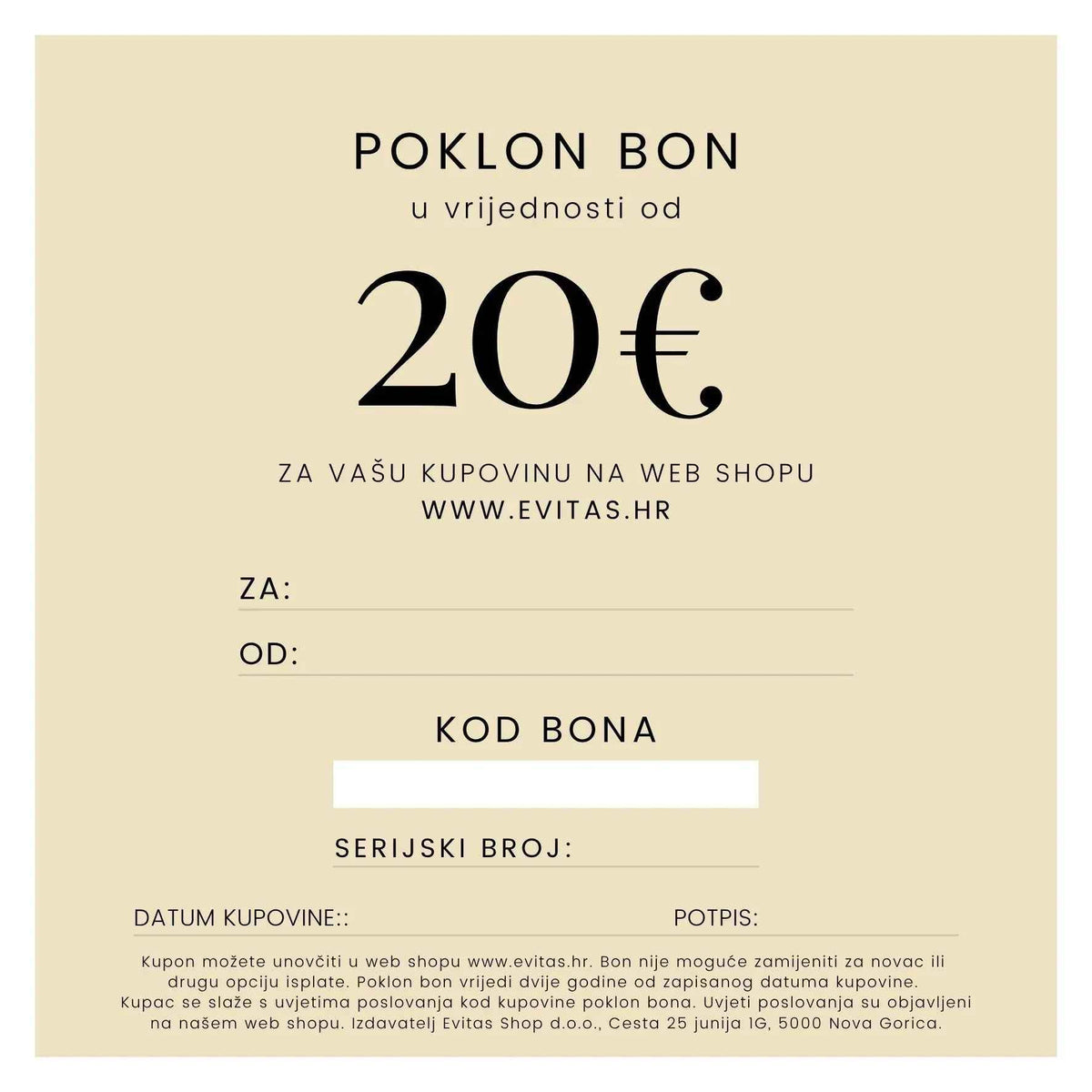 POKLON BON Evitas Evitas