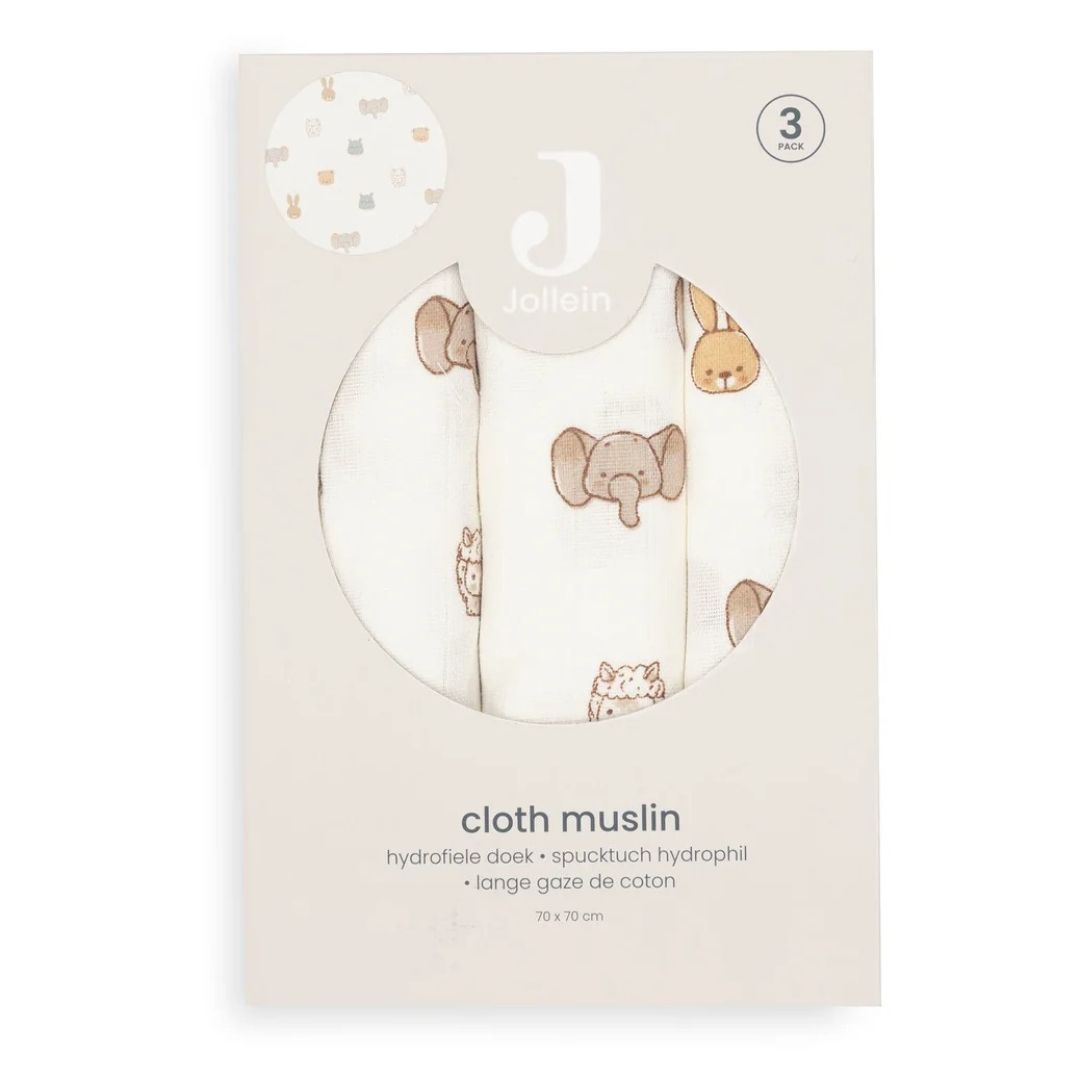 Jollein® Muslin Cloth 70x70cm Jollies 3 Pack – slika 4