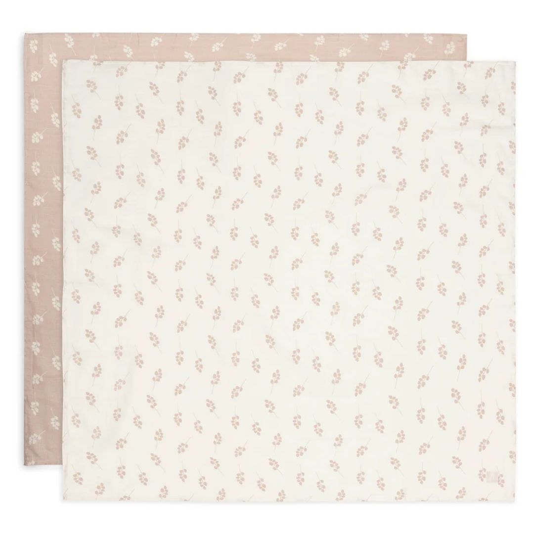 Jollein® Set of 2 Swaddle Blankets 115x115 Twig Wild Rose
