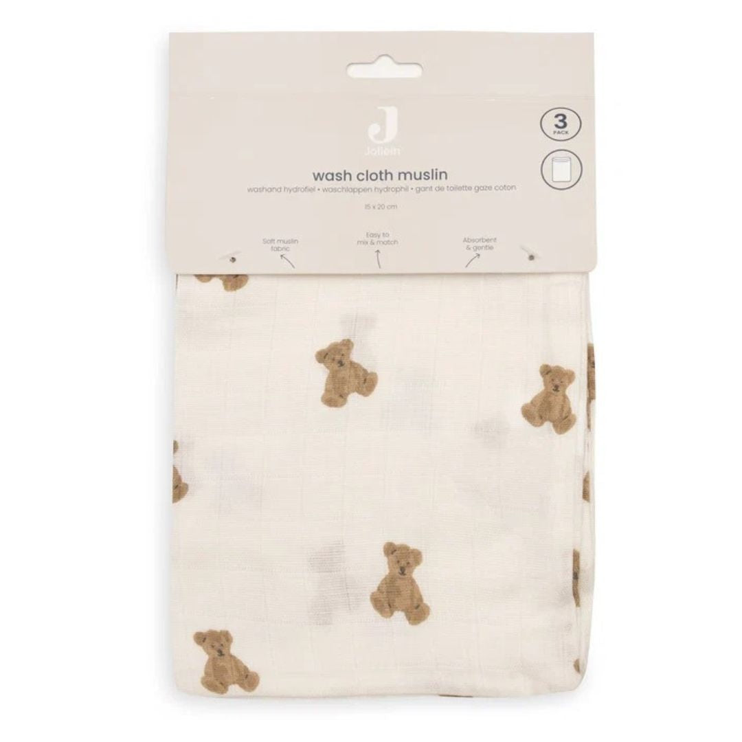 Jollein® Set of 3 washcloths Mini Teddy Bear 20x15 – slika 3
