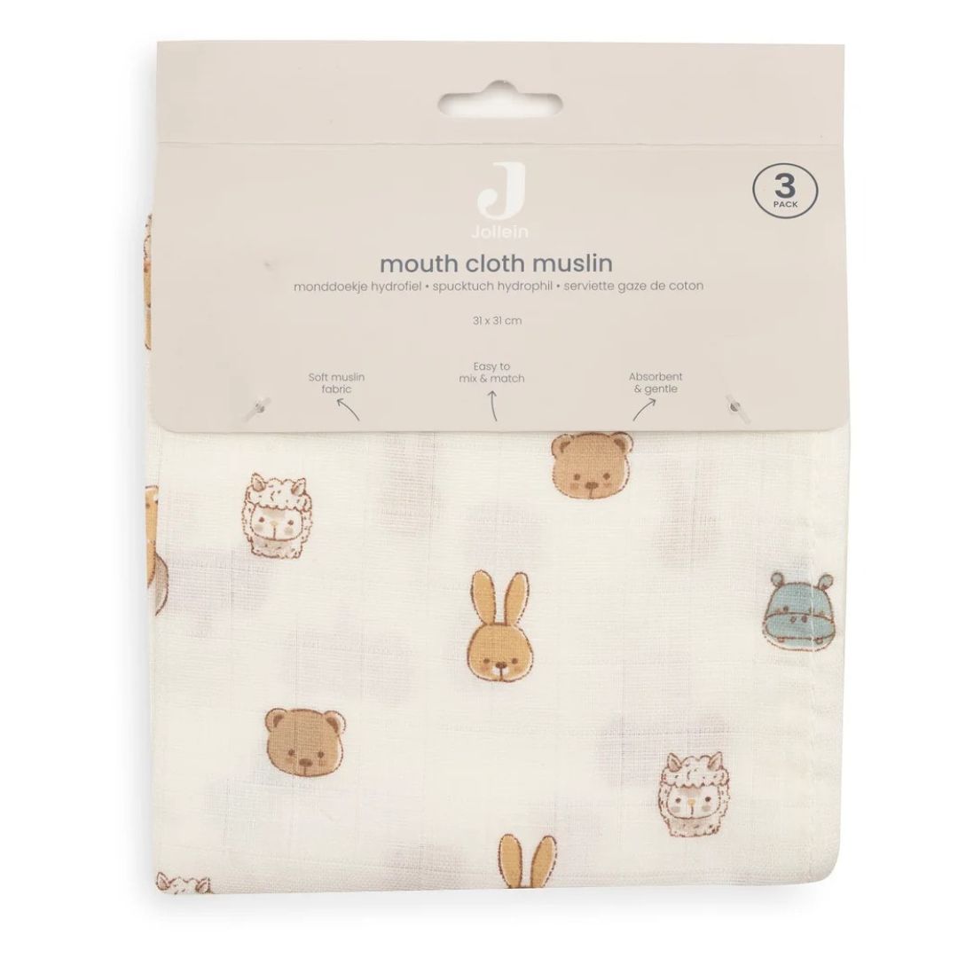 Jollein® Set of 3 muslin squares Jollies 31x31 – slika 4
