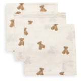 Jollein® Set mit 3 Mullwindeln Mini Teddy Bear 31x31