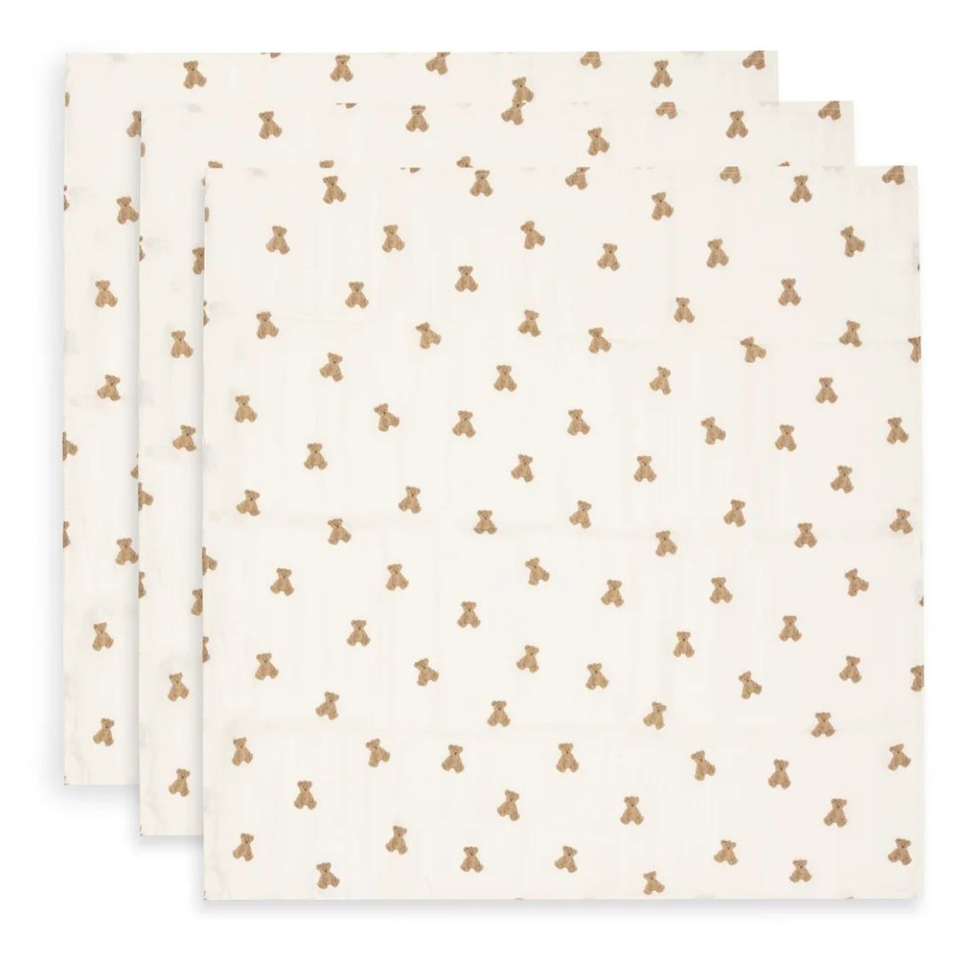 Jollein® Set of 3 Muslin Cloths Mini Teddy Bear 70x70cm