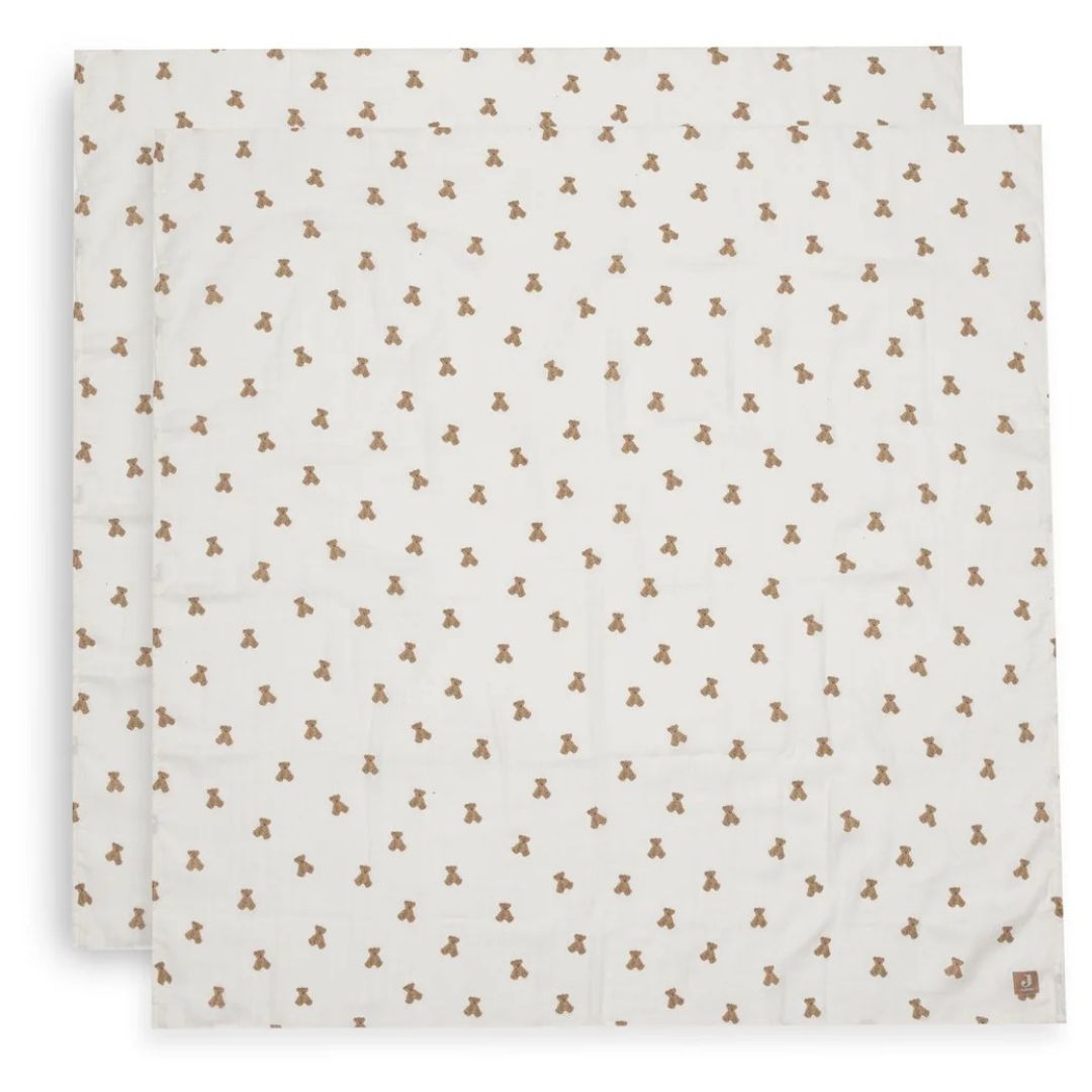 Jollein® Set of Two Muslin Cloths Mini Teddy Bear 115x115cm