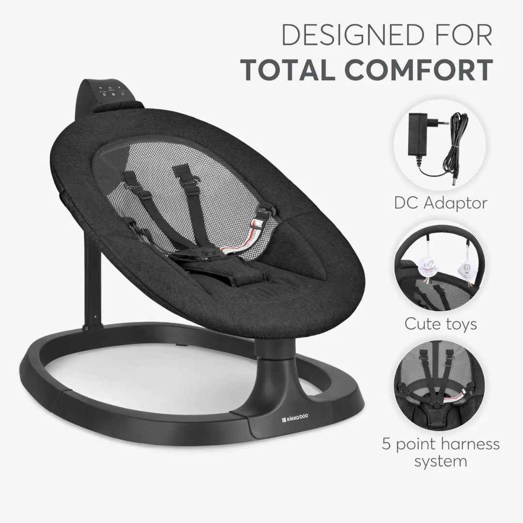 KikkaBoo® Električni gugalnik Zazu Black KikkaBoo