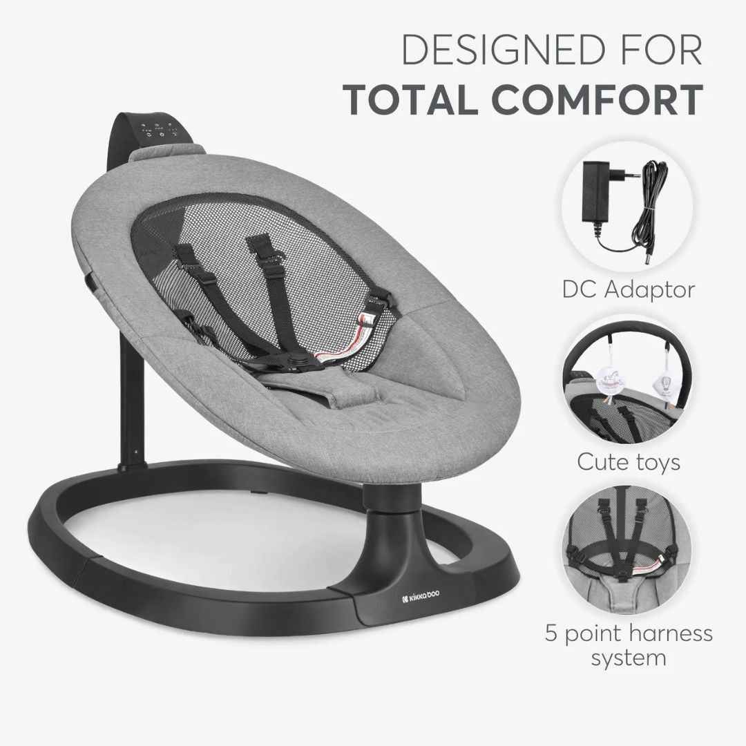KikkaBoo® Električni gugalnik Zazu Grey KikkaBoo