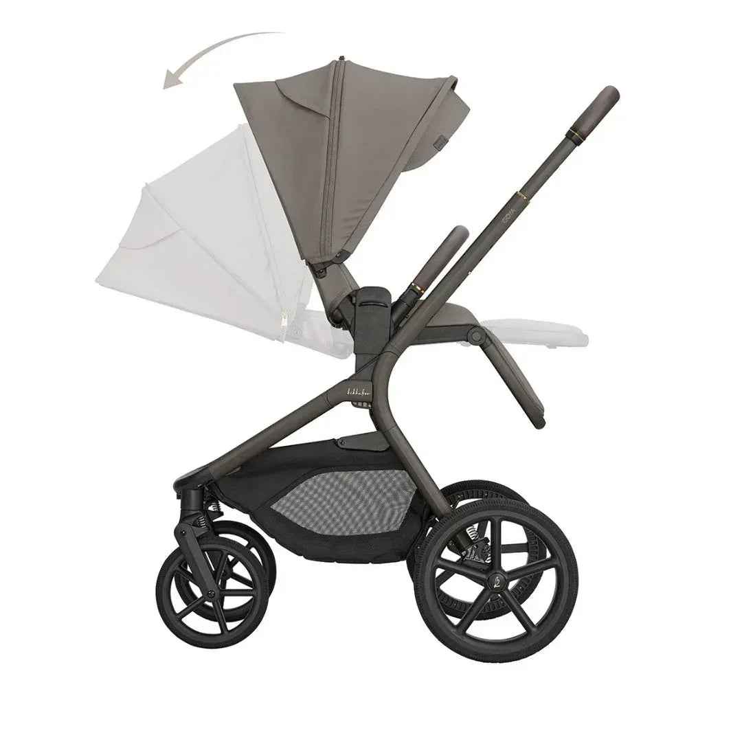 KikkaBoo® Platinum Otroški voziček 4v1 Goya Mocca + Avtosedež i-Class i-SIZE (40-87 cm) Noir + Vrtljiva Isofix baza i-Class 360 KikkaBoo
