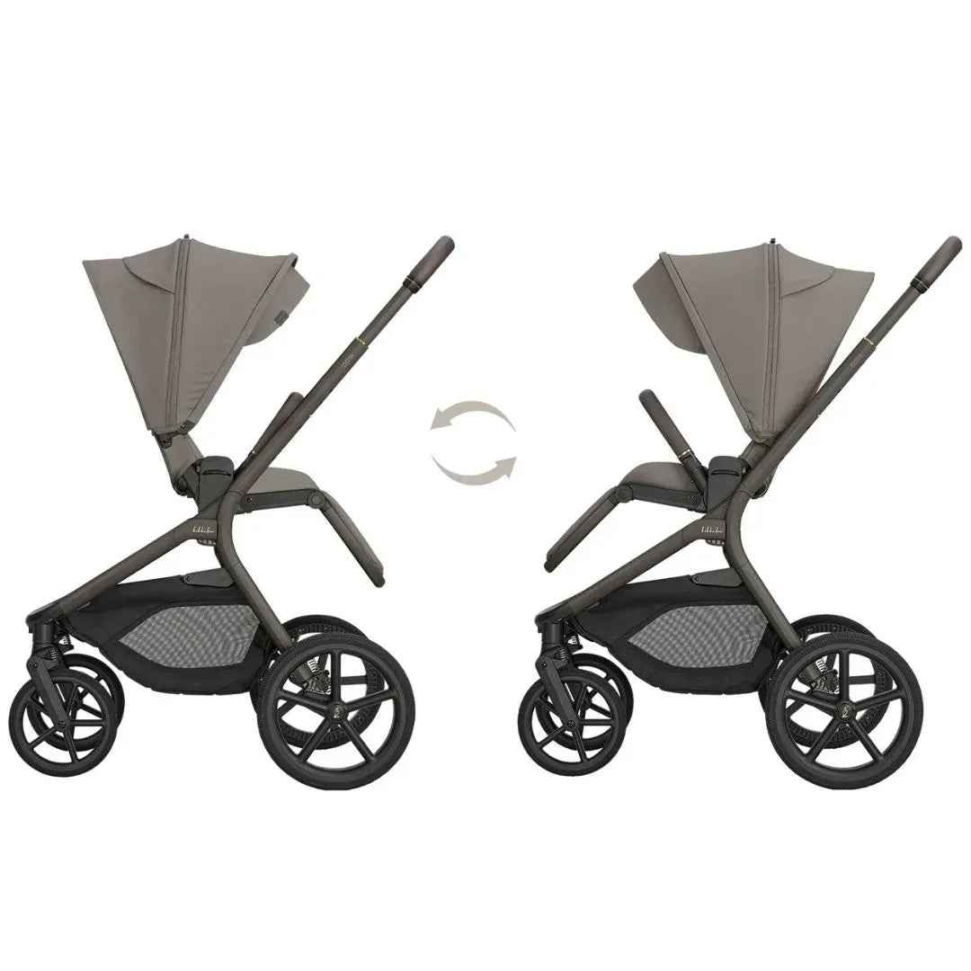 KikkaBoo® Platinum Otroški voziček 4v1 Goya Mocca + Avtosedež i-Class i-SIZE (40-87 cm) Noir + Vrtljiva Isofix baza i-Class 360 KikkaBoo