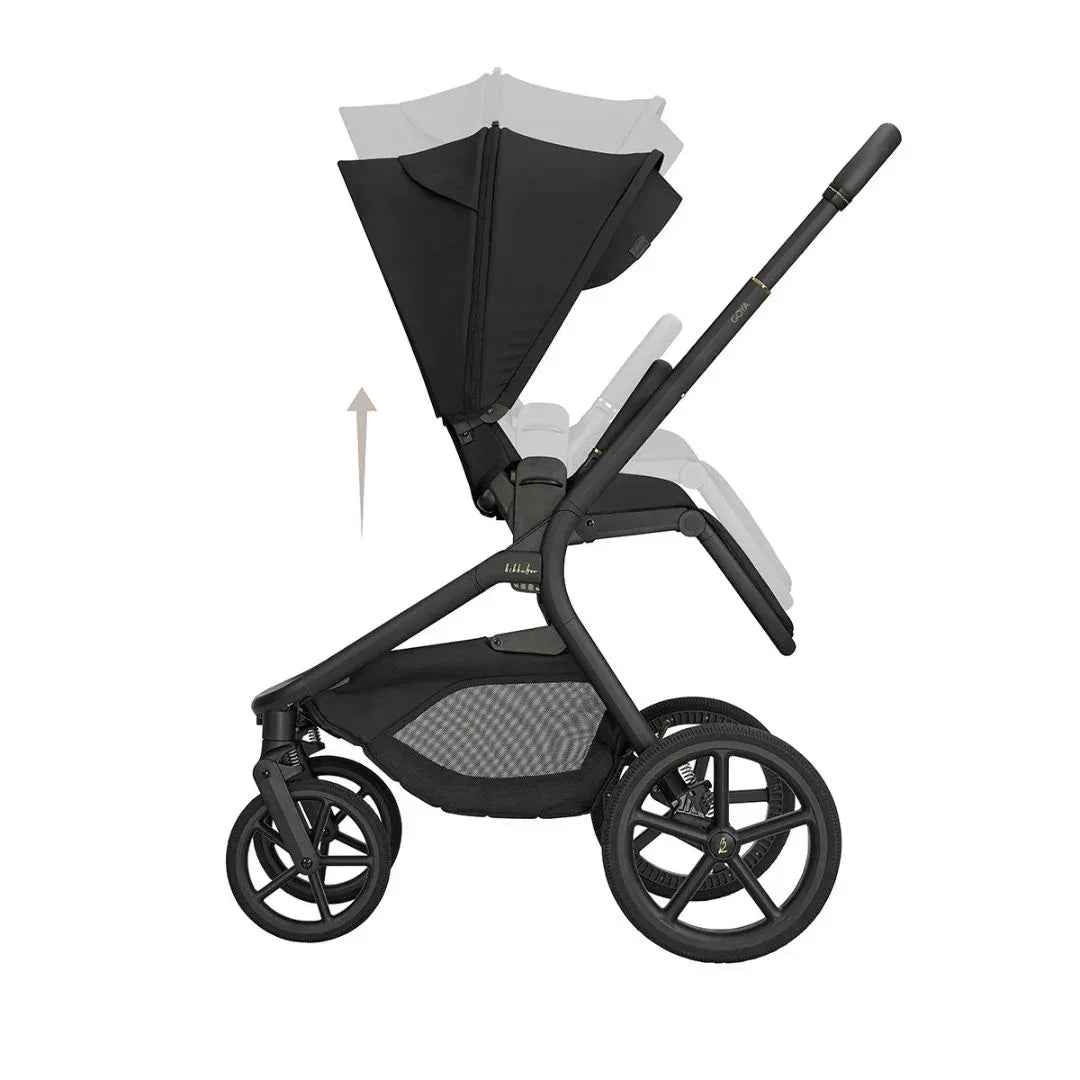 KikkaBoo® Platinum Otroški voziček 5v1 Goya + Avtosedež i-Class i-SIZE (40-87 cm) + Avtosedež i-Class Plus i-SIZE (40-105 cm) + Vrtljiva Isofix baza i-Class 360 Noir KikkaBoo