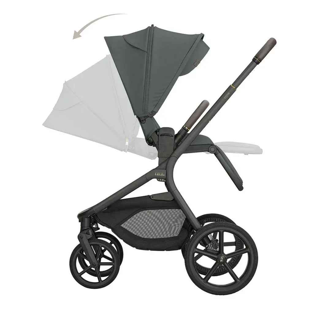 KikkaBoo® Platinum Otroški voziček 5v1 Goya Olive + Avtosedež i-Class i-SIZE (40-87 cm) + Avtosedež i-Class Plus i-SIZE (40-105 cm) Noir + Vrtljiva Isofix baza i-Class 360 KikkaBoo