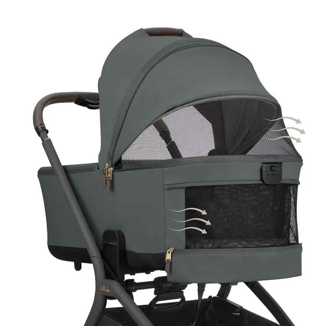 KikkaBoo® Platinum Otroški voziček 5v1 Goya Olive + Avtosedež i-Class i-SIZE (40-87 cm) + Avtosedež i-Class Plus i-SIZE (40-105 cm) Noir + Vrtljiva Isofix baza i-Class 360 KikkaBoo