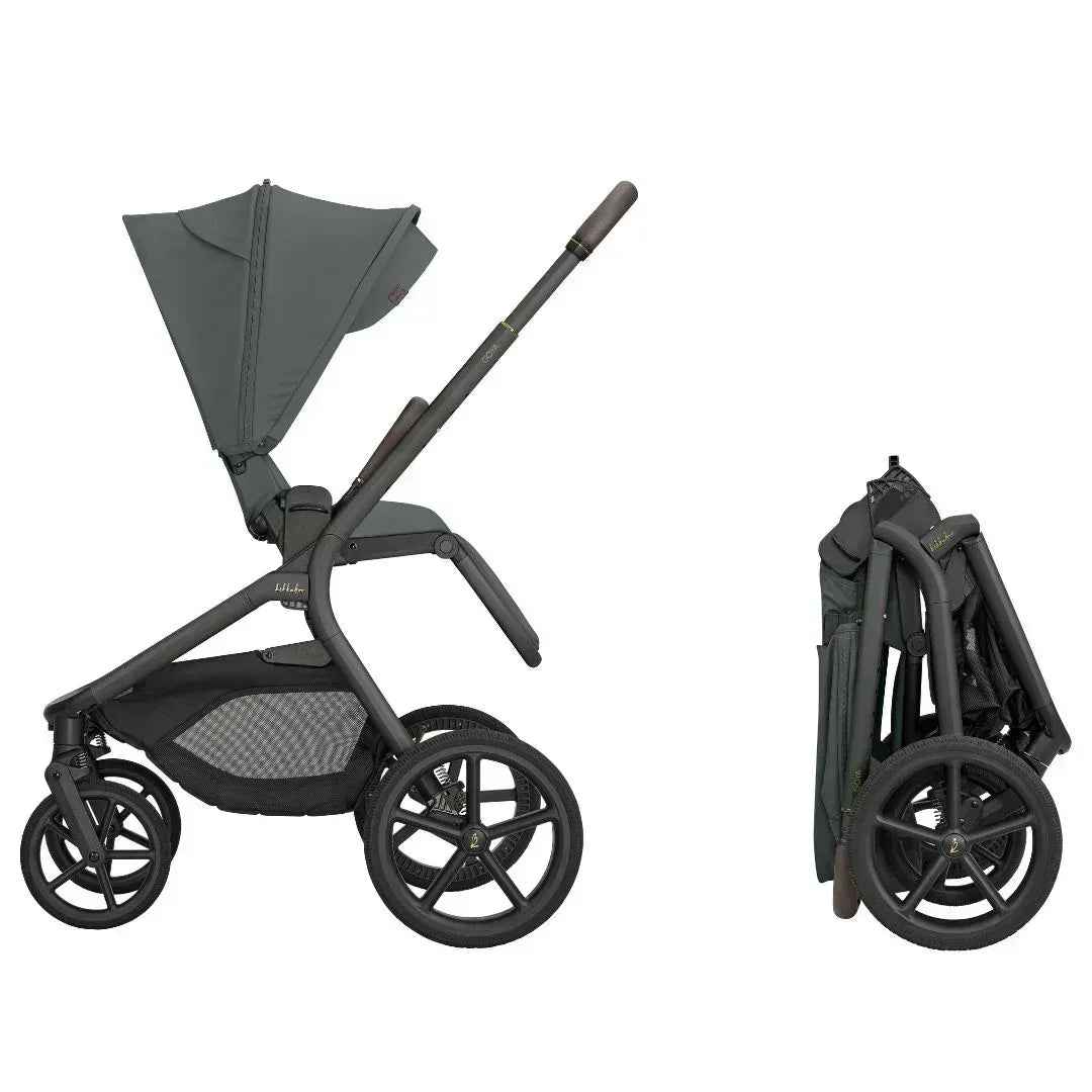 KikkaBoo® Platinum Otroški voziček 5v1 Goya Olive + Avtosedež i-Class i-SIZE (40-87 cm) + Avtosedež i-Class Plus i-SIZE (40-105 cm) Noir + Vrtljiva Isofix baza i-Class 360 KikkaBoo