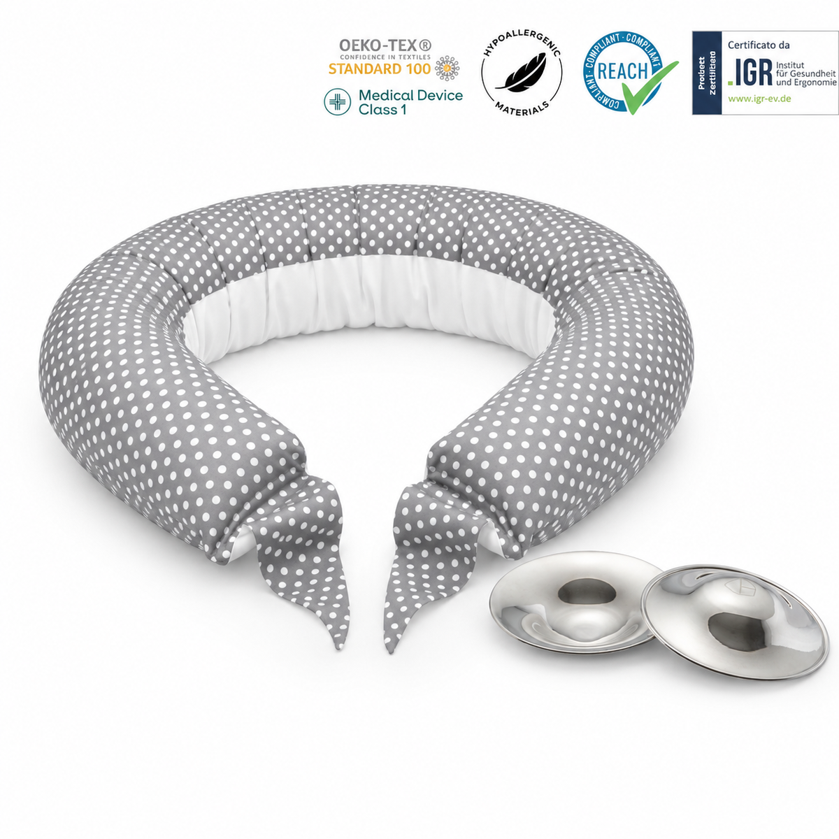 Koala Babycare® Set za nosečnice blazina Hug Comfy Grey in pokrovčki Trilaminate Silver Regular