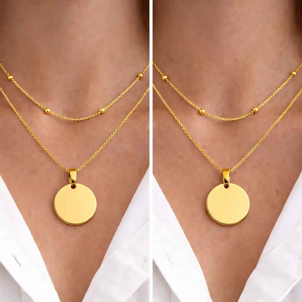 Atelya™ Personalizirana verižica z obeskom Circle Gold Atelya