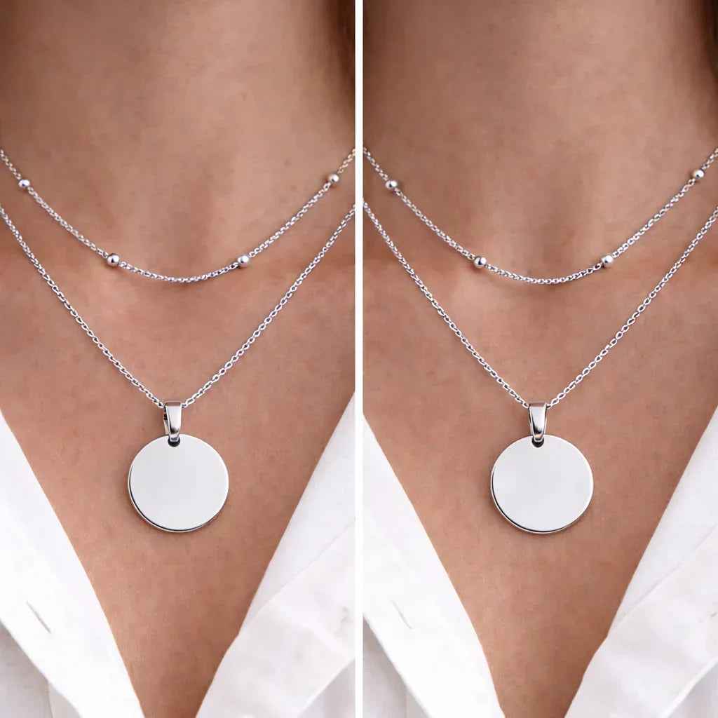 Atelya™ Personalizirana verižica z obeskom Circle Silver Atelya
