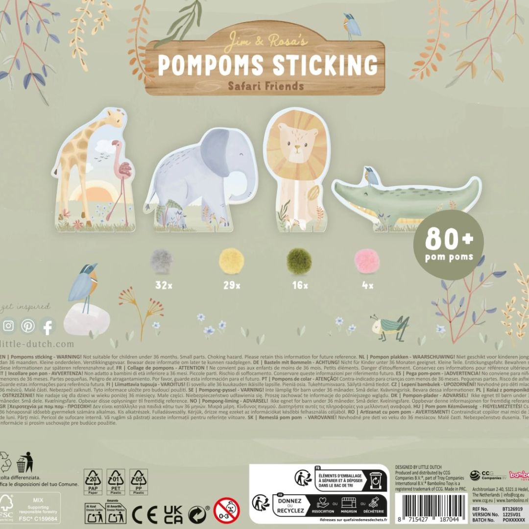 Little Dutch® Pompom Cards Safari Friends – slika 4