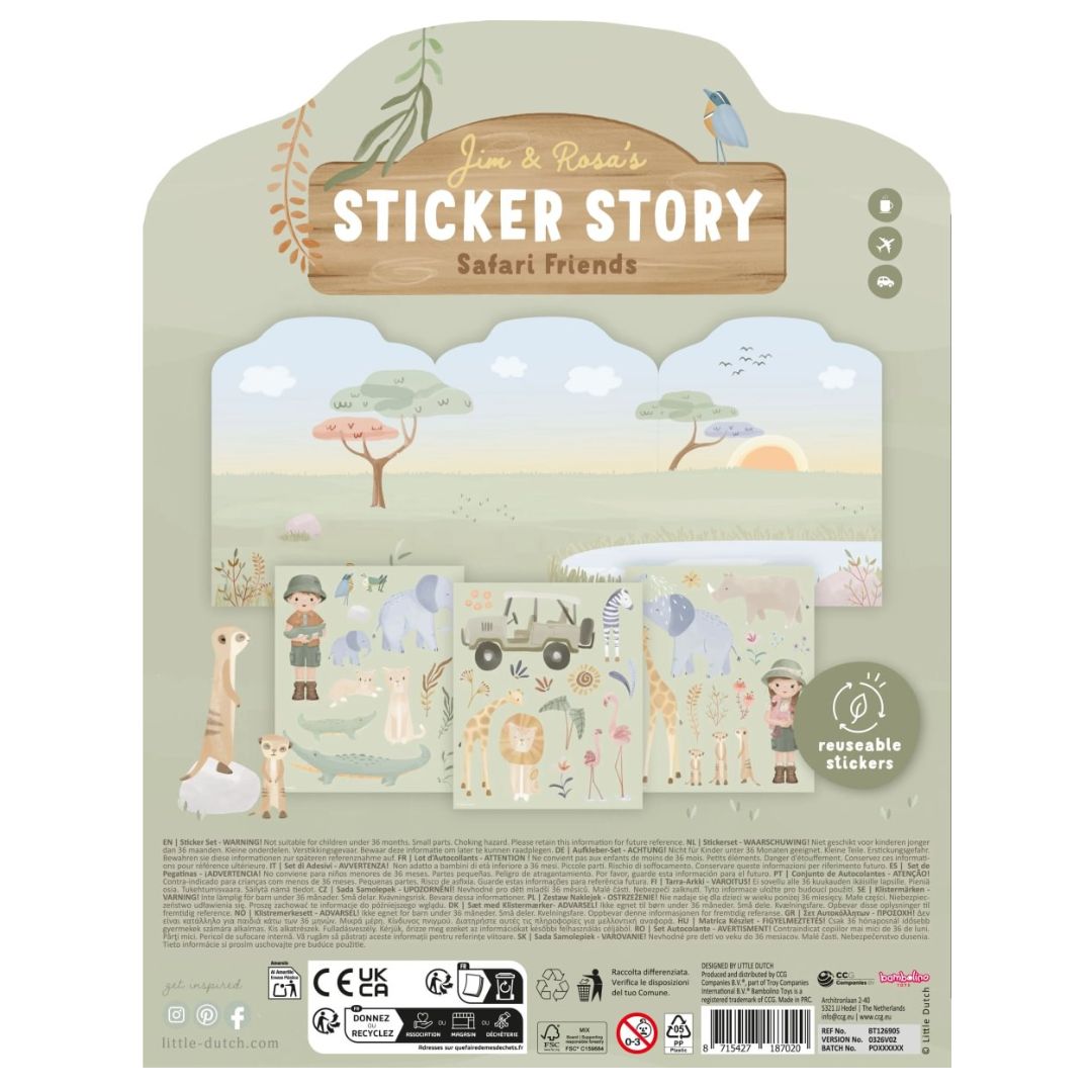 Little Dutch® Reusable Sticker Book Safari Friends – slika 3