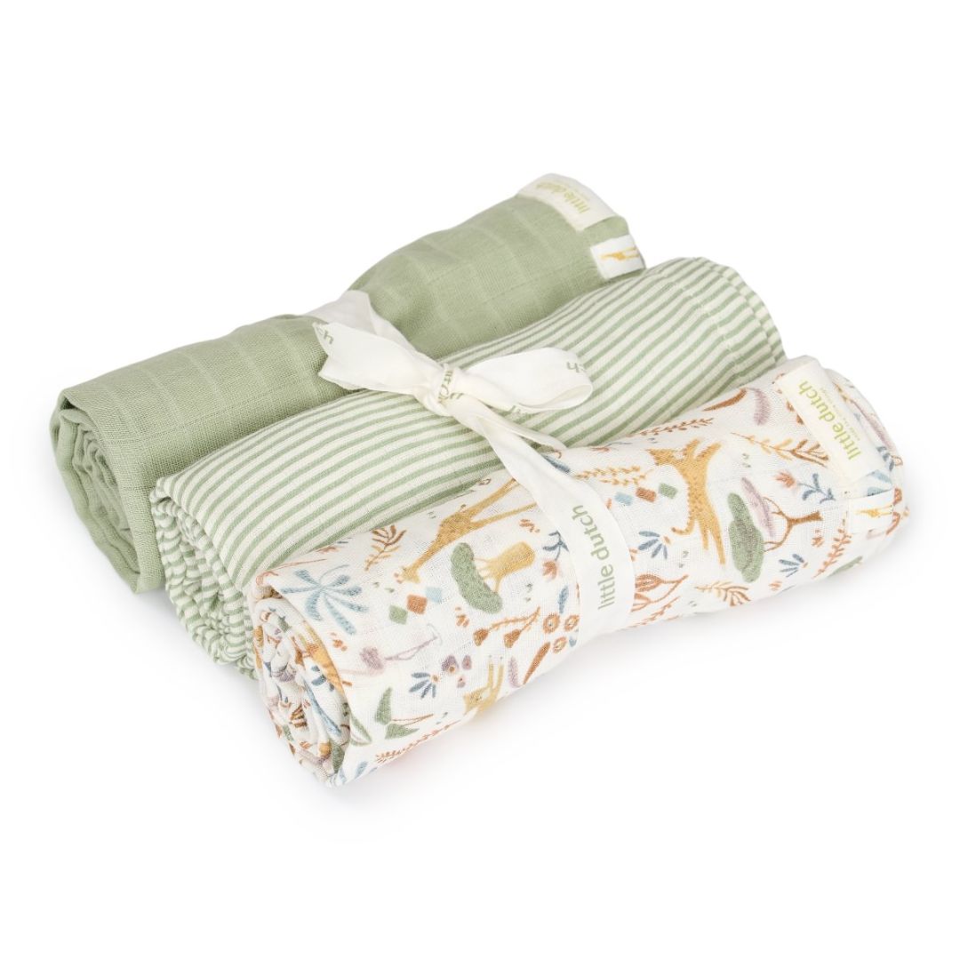 Little Dutch® Set of 3 Muslin Squares Safari Wonders