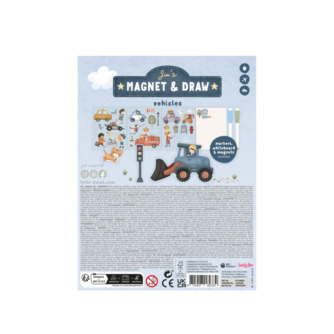 Little Dutch® Magnetic Activity Book Jim Vehicles – slika 5