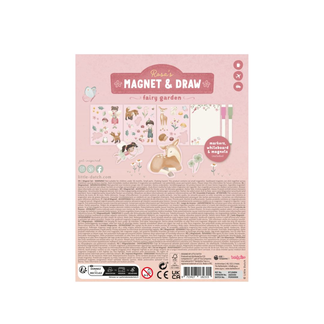 Little Dutch® Magnetic Activity Book Rosa Fairy Garden – slika 5