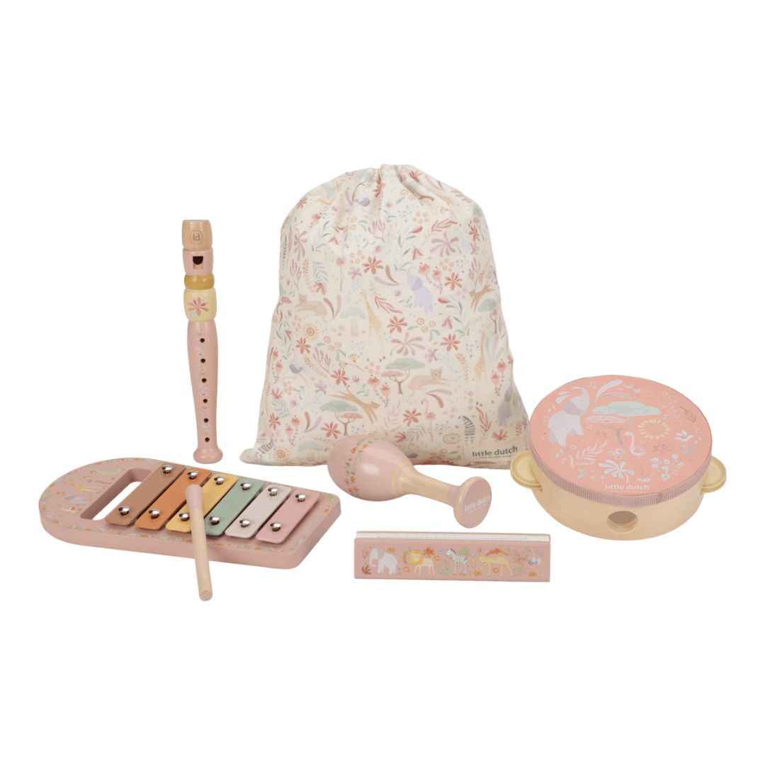 Little Dutch® Children's music set Safari Friends Pink