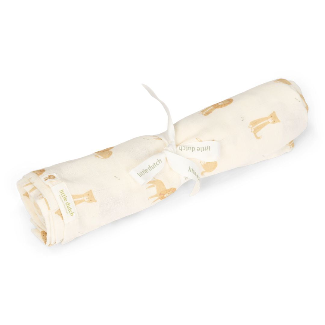 Little Dutch® Muslin swaddle blanket Safari Leo 120x120 – slika 2