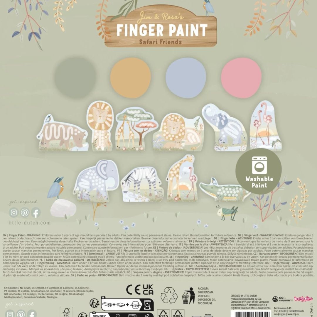 Little Dutch® Finger Painting Set Safari Friends – slika 3
